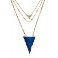 OJAI TRIPLE LAYERED TRIANGLE DRUZY STONE PENDANT NECKLACE SET 